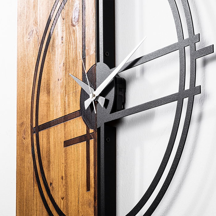 Wallity Reloj de Pared Decorativo de Madera Nogal Claro y Negro